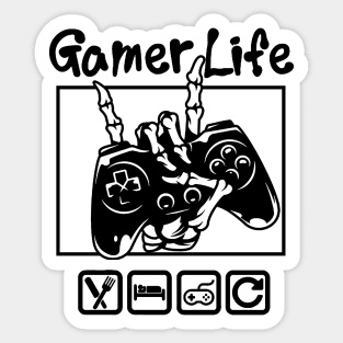 Gamer Life Black and White Sticker